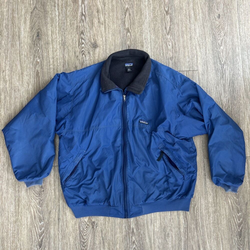 Vtg Patagonia Shelled Synchilla Jacket Blue Fleece Lined USA Bomber USA Fw 97